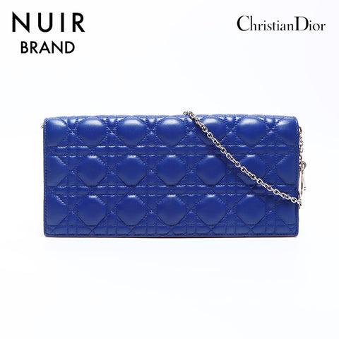 クリスチャンディオール Christian Dior カナージュ チェーン ラムスキン ショルダーバッグ ブルー WS8709