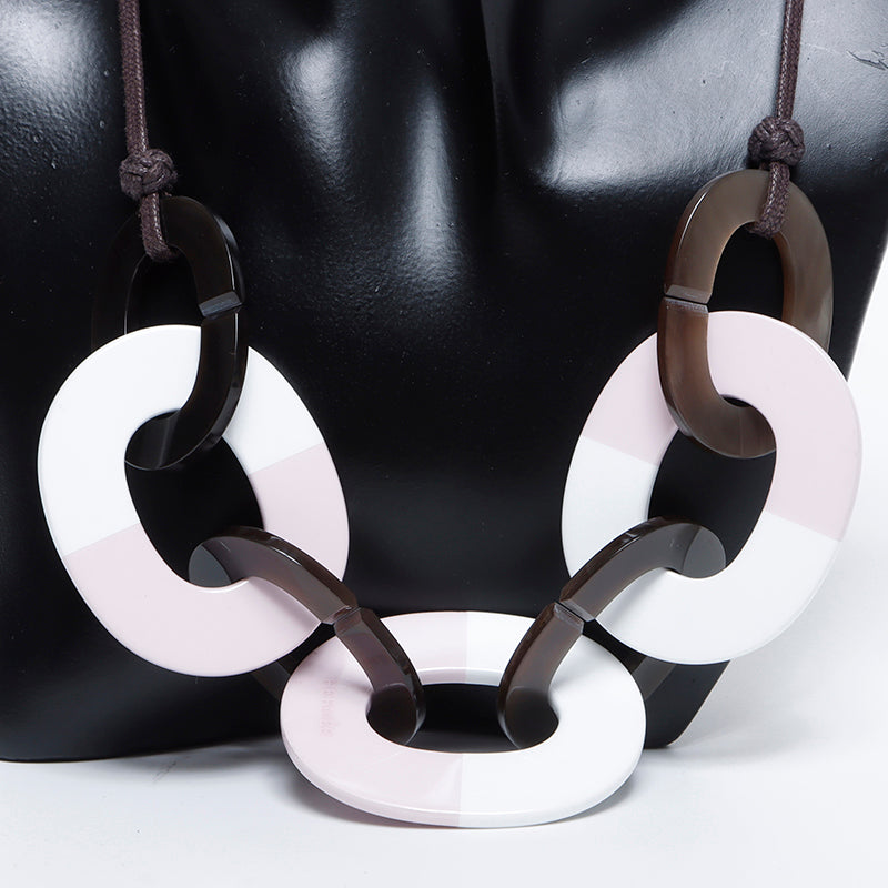 エルメス HERMES バッファローホーン ネックレス ピンク ブラウン