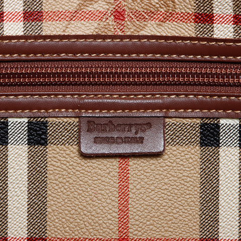 バーバリー BURBERRY ノバチェック PVC ボストンバッグ ベージュ WS8723