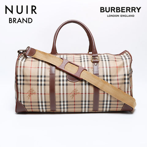 バーバリー BURBERRY ノバチェック PVC ボストンバッグ ベージュ WS8723