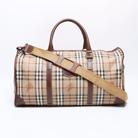 バーバリー BURBERRY ノバチェック PVC ボストンバッグ ベージュ WS8723