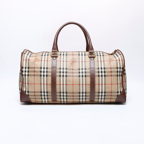 バーバリー BURBERRY ノバチェック PVC ボストンバッグ ベージュ WS8723