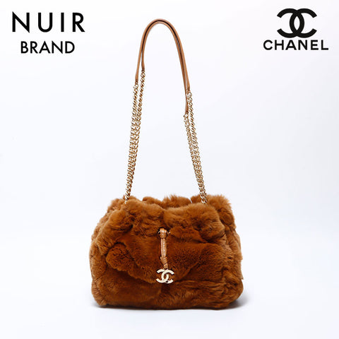 Chanel CHANEL No. 10 Fur Shoulder Bag Brown WS8730