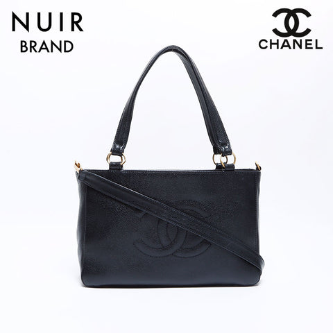 香奈儿香奈儿（Chanel Chanel）第10个鱼子酱皮肤可可标记肩袋黑色WS8734