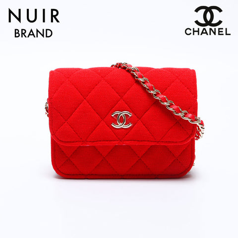 シャネル CHANEL ミニマトラッセ ウール ショルダーバッグ レッド WS8735