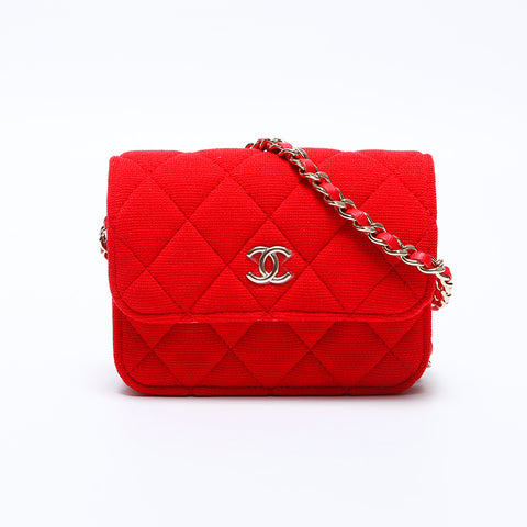 Chanel Minimatelasse Wool Shoulder Bag Red WS8735
