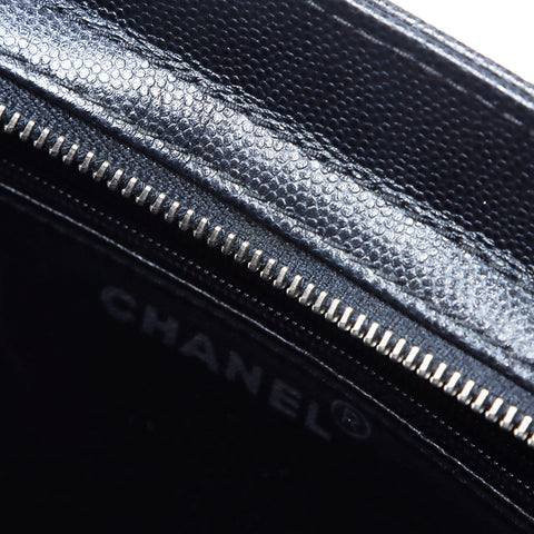 シャネル CHANEL 5番台 キャビアスキン チェーン シルバー金具 ハンドバッグ ブラック WS8745