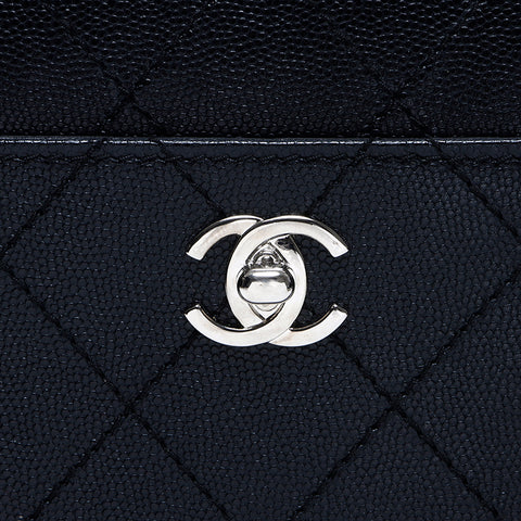 シャネル CHANEL 5番台 キャビアスキン チェーン シルバー金具 ハンドバッグ ブラック WS8745