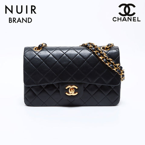 シャネル CHANEL 0番台 ダブルフラップ マトラッセ チェーン ラムスキン ショルダーバッグ ブラック WS8749