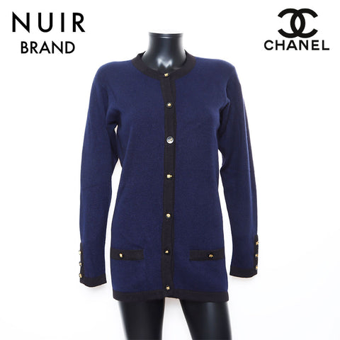 Chanel Wool Clover Button Ensemble Navy WS8774