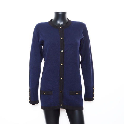 Chanel Wool Clover Button Ensemble Navy WS8774