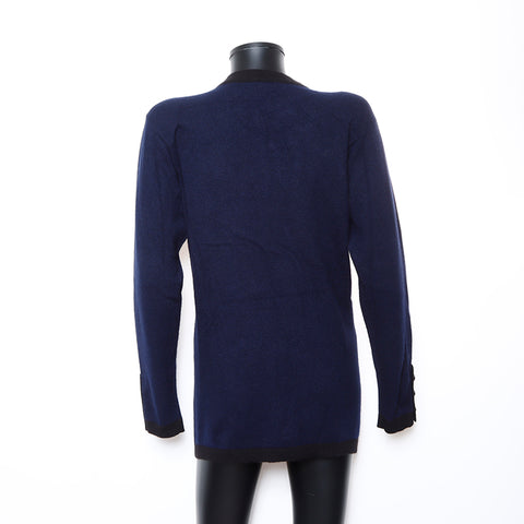 Chanel Wool Clover Button Ensemble Navy WS8774