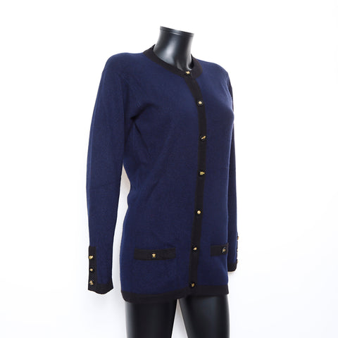 Chanel Wool Clover Button Ensemble Navy WS8774