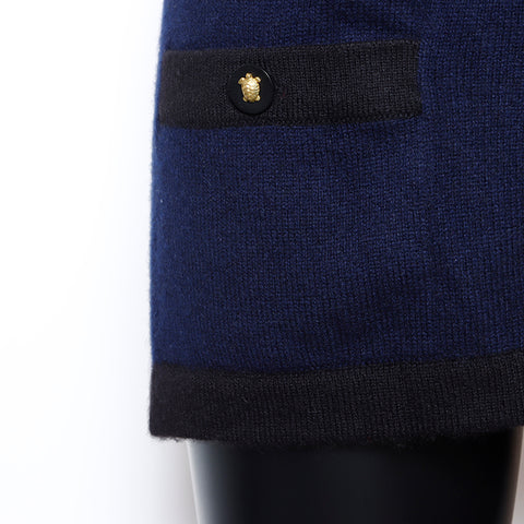 Chanel Wool Clover Button Ensemble Navy WS8774