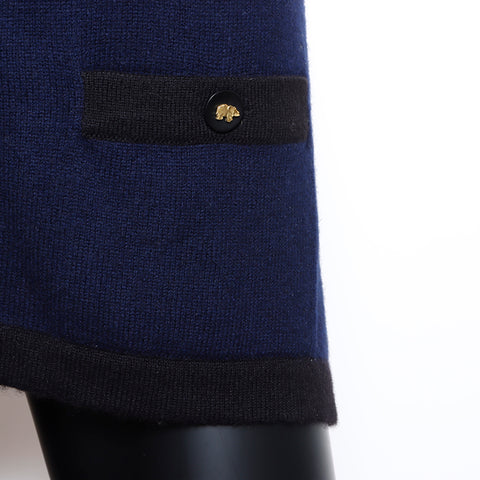 Chanel Wool Clover Button Ensemble Navy WS8774