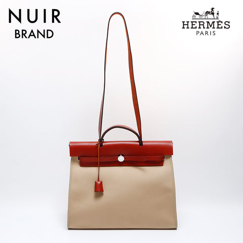 エルメス HERMES エールバッグ キャンバス A刻印 ショルダーバッグ ベージュ ブラウン WS8781