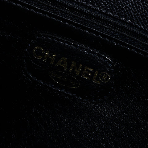 シャネル CHANEL 6番台 キャビアスキン ターンロック ココマーク ショルダーバッグ ブラック WS8792