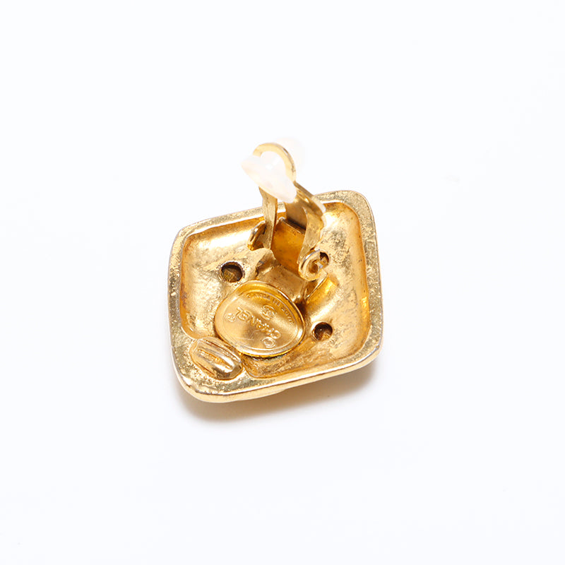 シャネルイヤリング　ビンテージ シャネル CHANEL 1990s ラインストーン ひし形 イヤリング