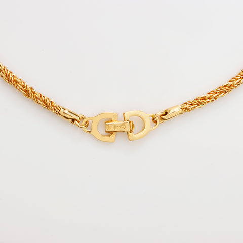 Christian Dior Logo Chain Vintage Necklace gold WS8805