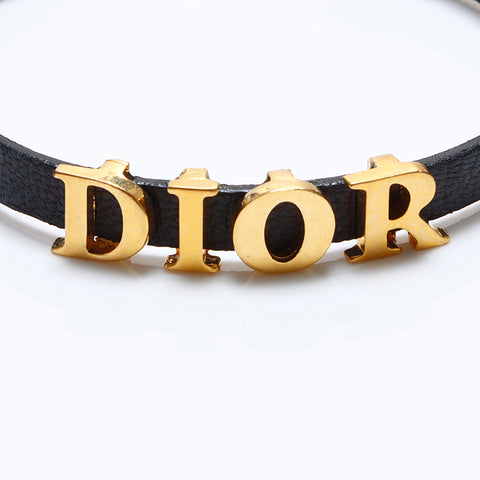 クリスチャンディオール Christian Dior レザー ロゴ ブレスレット ゴールド WS8807