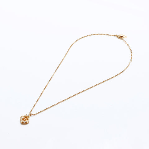 Christian Dior Rhinestone Necklace gold WS8826