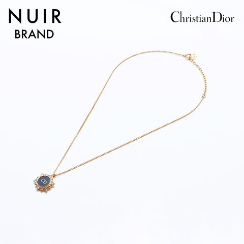 クリスチャンディオール Christian Dior ラインストーン CD ネックレス ゴールド WS8835