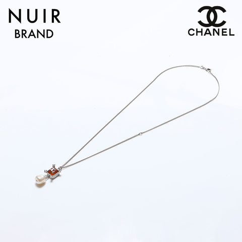 シャネル CHANEL B14 パール ラインストーン ロゴ ネックレス マルチカラー WS8847