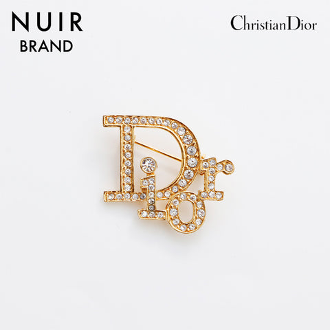 クリスチャンディオール Christian Dior ラインストーン ブローチ ゴールド WS8852