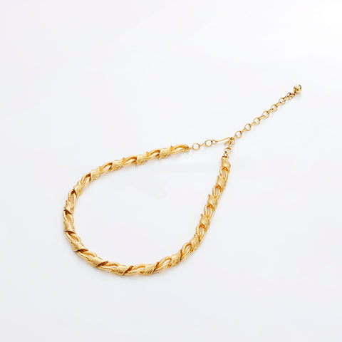 YVES SAINT LAURENT Braided Chain Vintage Necklace gold WS8853