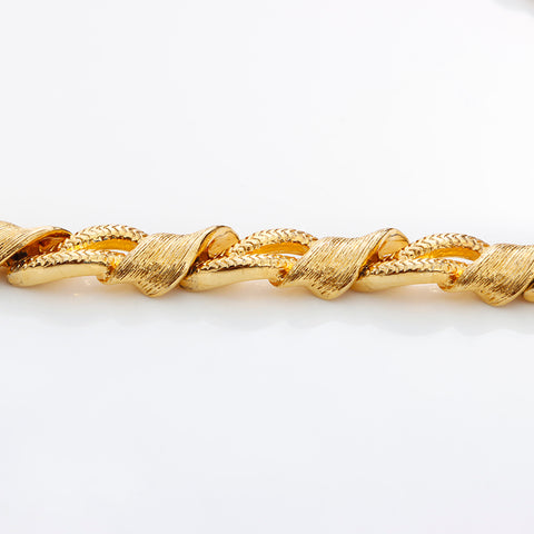 YVES SAINT LAURENT Braided Chain Vintage Necklace gold WS8853