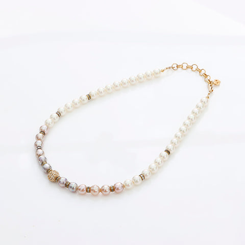 Christian Dior Rhinestone Pearl Vintage Necklace gold WS8858