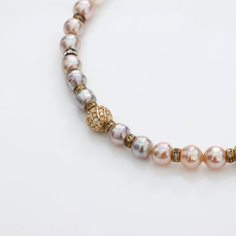 Christian Dior Rhinestone Pearl Vintage Necklace gold WS8858