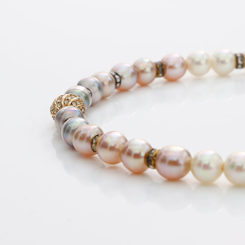 Christian Dior Rhinestone Pearl Vintage Necklace gold WS8858