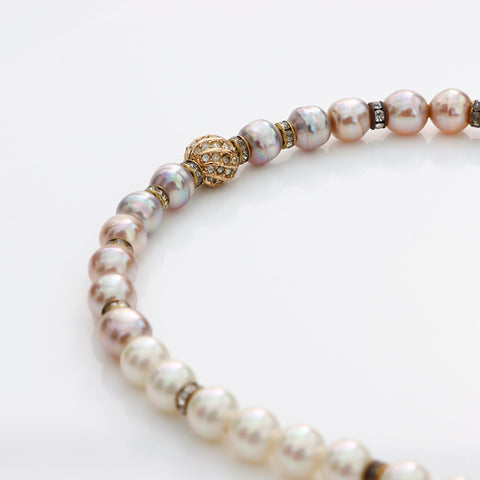 Christian Dior Rhinestone Pearl Vintage Necklace gold WS8858