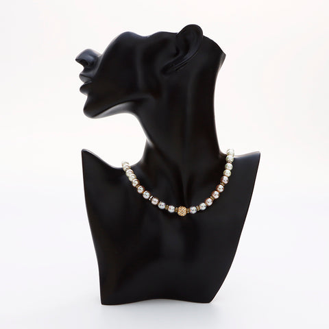 Christian Dior Rhinestone Pearl Vintage Necklace gold WS8858