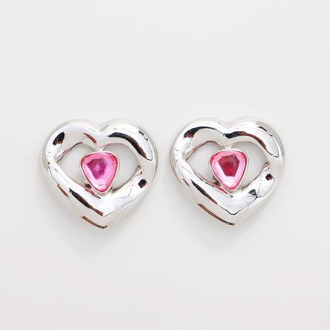YVES SAINT LAURENT Boucle d'oreille coeur strass Argent WS8863