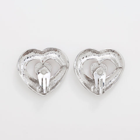 YVES SAINT LAURENT Boucle d'oreille coeur strass Argent WS8863