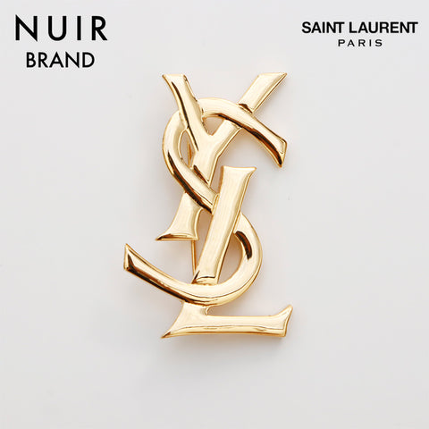 Saint Laurent ゴールドブローチ YSLロゴ Yves Saint Laurent YVES SAINT LAURENT YSL logo brooch gold