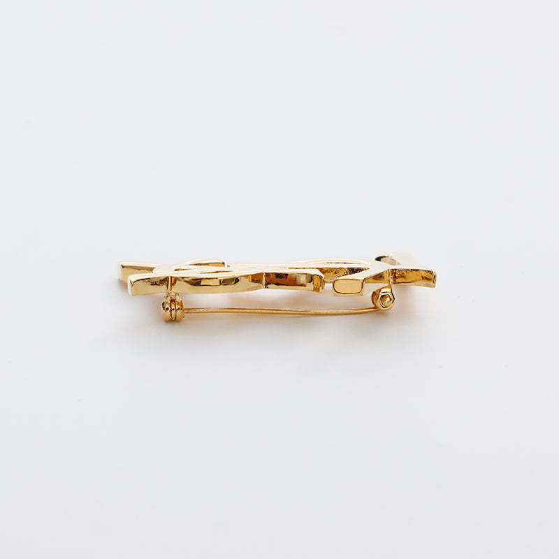 YVES SAINT LAURENT YSL logo Brooch gold WS8865 – NUIR VINTAGE