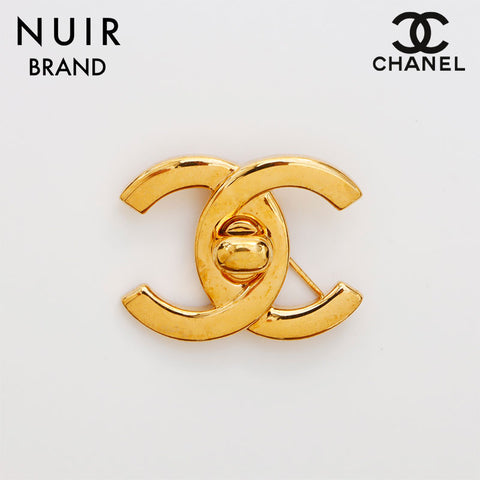 シャネル CHANEL 97P COCO logo ターンロック ブローチ ゴールド WS8866