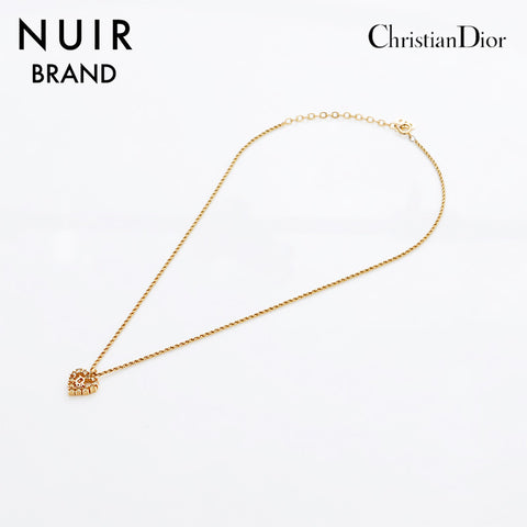 クリスチャンディオール Christian Dior ハート ラインストーン ロゴ ネックレス ゴールド WS8868 – NUIR VINTAGE