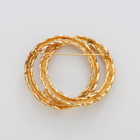 Christian Dior Circle Pearl Vintage Brooch gold WS8877