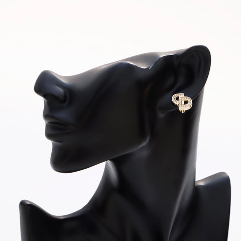 Christian Dior -Strass -CD -Logo Ohrringe Gold WS8888