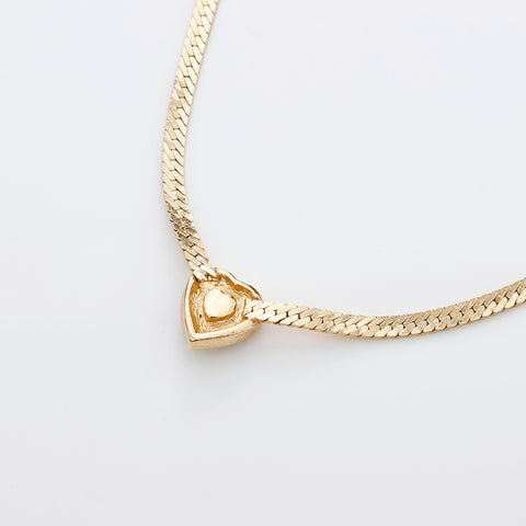 極美品 クリスチャンディオール Christian Dior ラインストーン ハート　ヴィンテージ ネックレス ゴールド WS8891