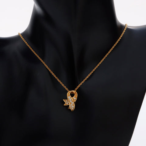 Collier de motif de ruban en strass dior chrétien, or WS8895