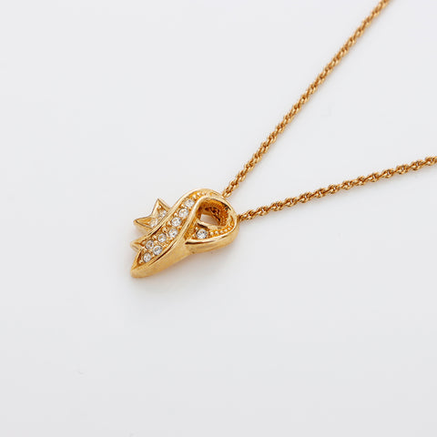 Collier de motif de ruban en strass dior chrétien, or WS8895