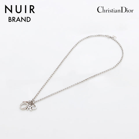 クリスチャンディオール Christian Dior ラインストーン ロゴ ネックレス シルバー WS8897