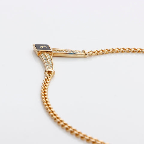 極美品 クリスチャンディオール Christian Dior ラインストーン ロゴ ヴィンテージ ネックレス ゴールド WS8900