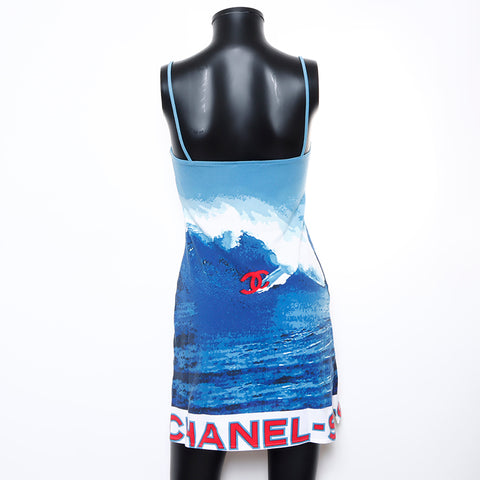 Chanel CHANEL Cotton Wave Dress Blue WS8905 NUIR VINTAGE Chanel CHANEL Cotton Wave Dress Blue WS8905 NUIR VINTAGE