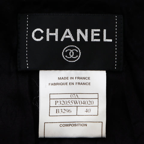 Chanel CHANEL 07A Size: 40 Wool Black x Blue Jacket Black WS8906